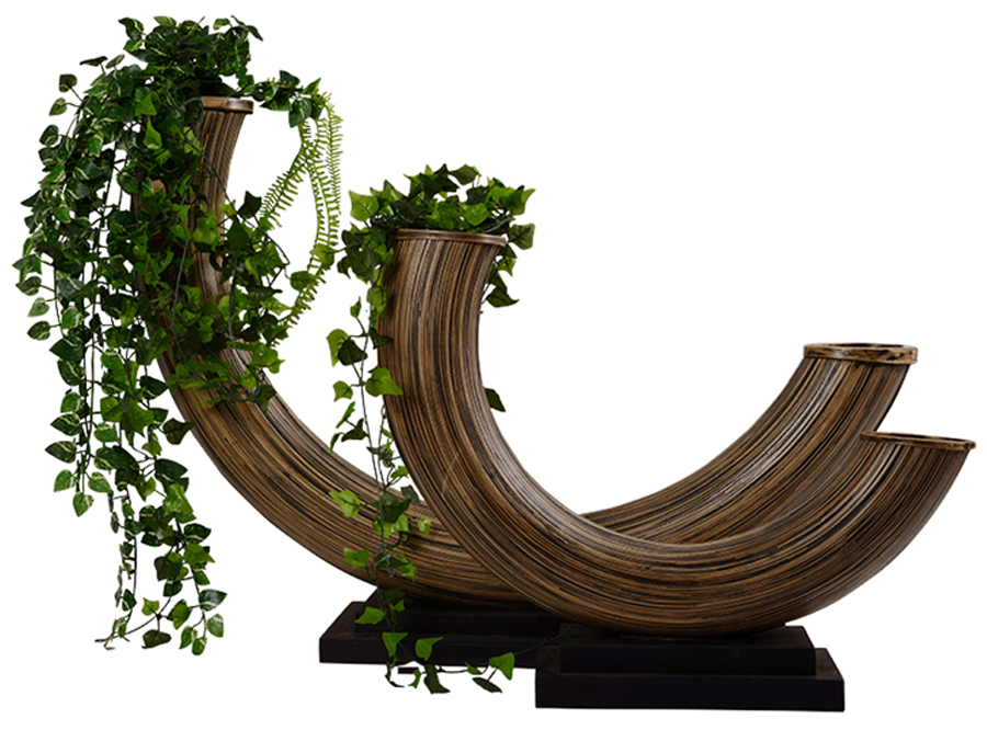 东南亚风格天然竹制弯月形花插