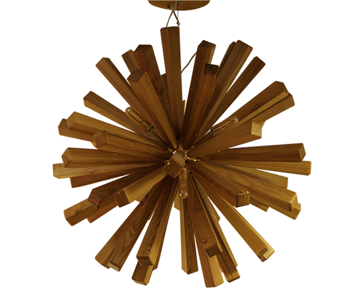 东南亚风格创意木条球型原木吊灯